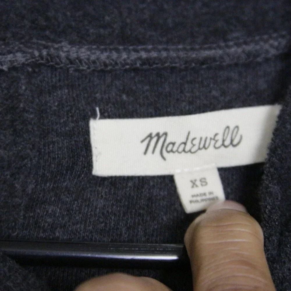 Madewell Dark Gray Puff Sleeve Crewneck‎ Top XS Made in Philippines